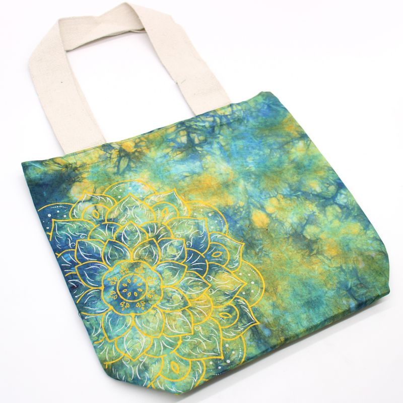 Torba - 38x42x12 cm - Mandala - Zelena/Plava - Prirodne Naramenice