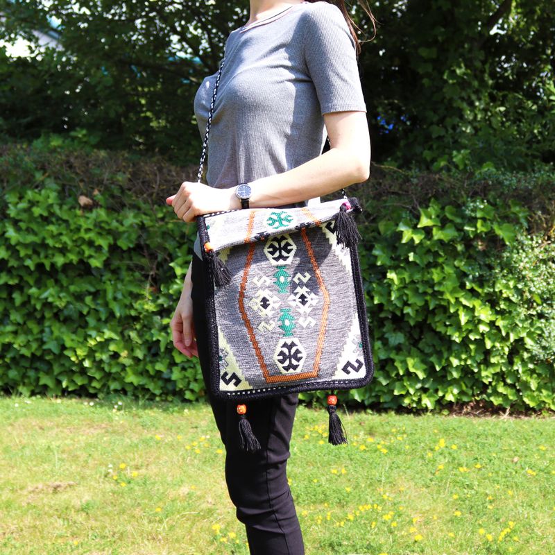 Kilim Festivalna Torba - Siva