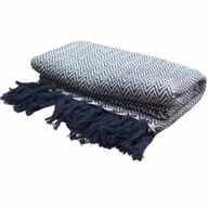 Boho Udobni Prekrivač - 125 x 150 cm - Tamnoplava Cik-Cak