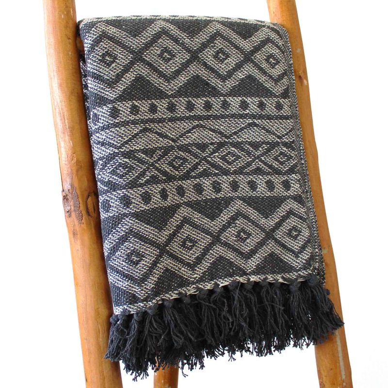 Boho Udobni Prekrivač - 125 x 150 cm - Siva Geometrija