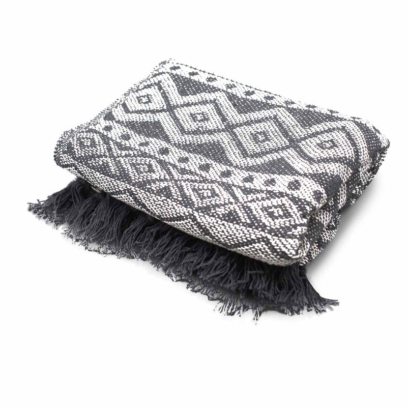 Boho Udobni Prekrivač - 125 x 150 cm - Siva Geometrija