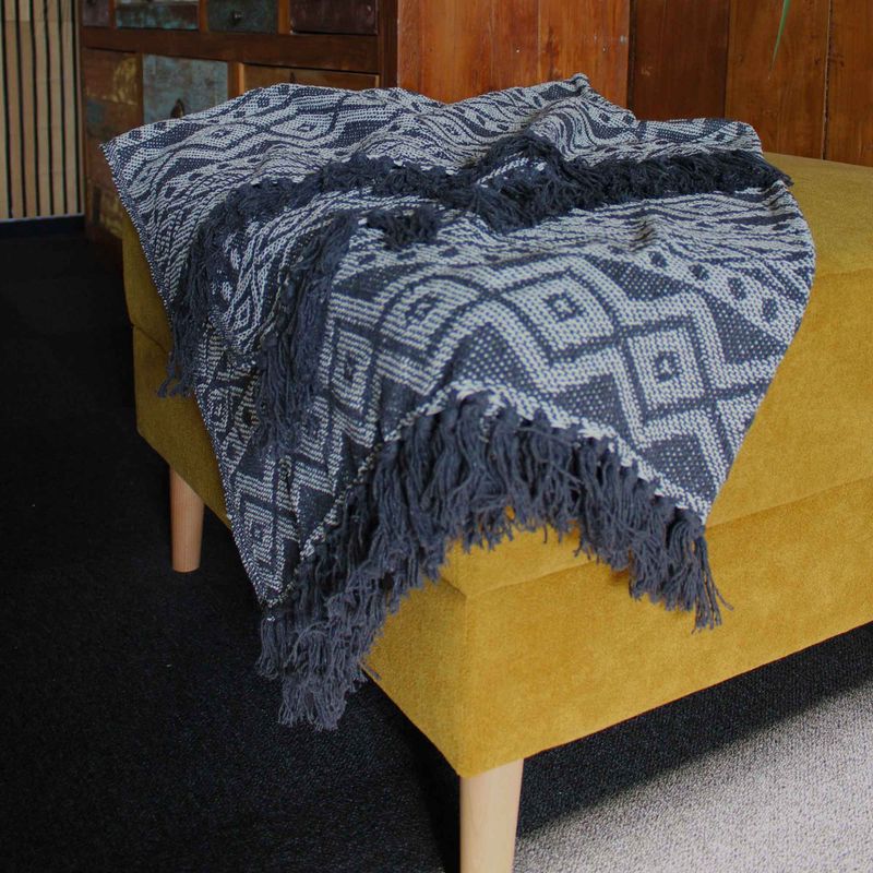 Boho Udobni Prekrivač - 125 x 150 cm - Siva Geometrija