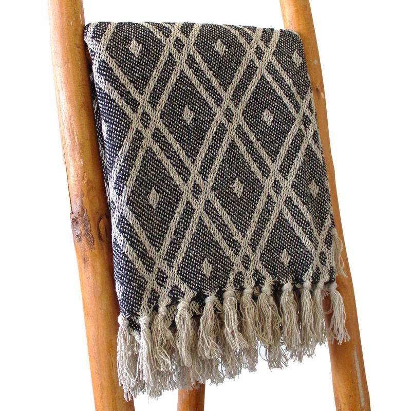 Boho Udobni Prekrivač - 125 x 150 cm - Crno-Bež Regencija
