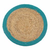 Prirodni Podmetač - Juta i Pamuk 30cm - Tirkizni Rub