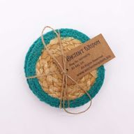 Prirodni Podmetač - Juta i Pamuk 10cm - Tirkizni Rub (Set od 4)
