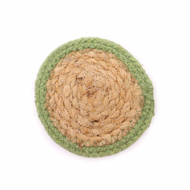 Prirodni Podmetač - Juta i Pamuk 10cm - Maslinasti Rub (Set od 4)