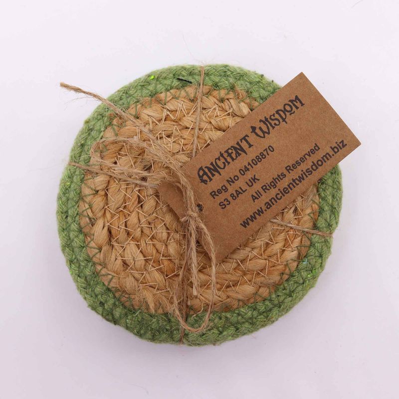 Prirodni Podmetač - Juta i Pamuk 10cm - Maslinasti Rub (Set od 4)