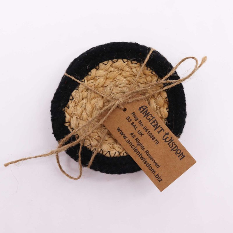 Prirodni Podmetač - Juta i Pamuk 10cm - Crni Rub (Set od 4)