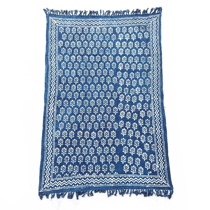 Ručno Rađeni Indigo Prekrivač - 170x120cm - Chhota Cvjetovi