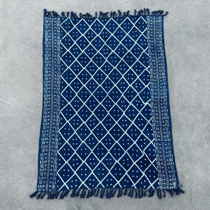 Ručno Rađeni Indigo Prekrivač - 170x120cm - Ponoćni Heerak