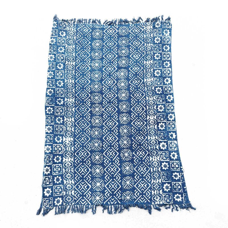 Ručno Rađeni Indigo Prekrivač - 170x120cm - Desi Pruge
