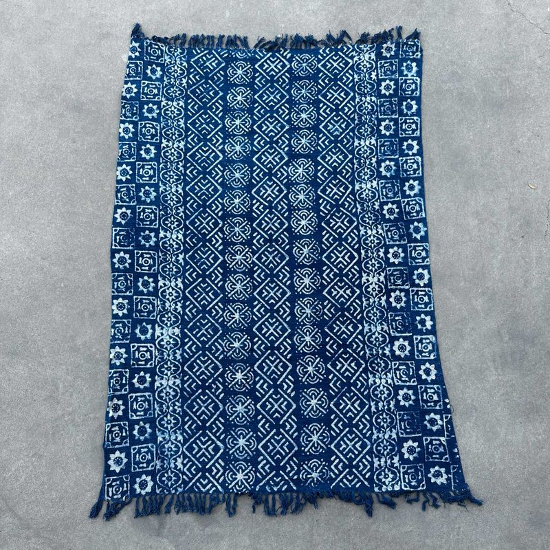 Ručno Rađeni Indigo Prekrivač - 170x120cm - Desi Pruge