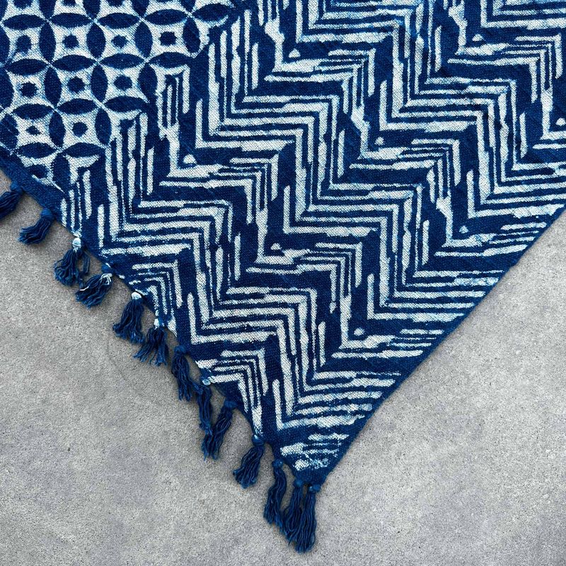 Ručno Rađeni Indigo Prekrivač - 170x120cm - Namoona Valovi