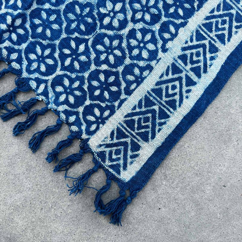 Ručno Rađeni Indigo Prekrivač - 170x120cm - Madjid Pločice