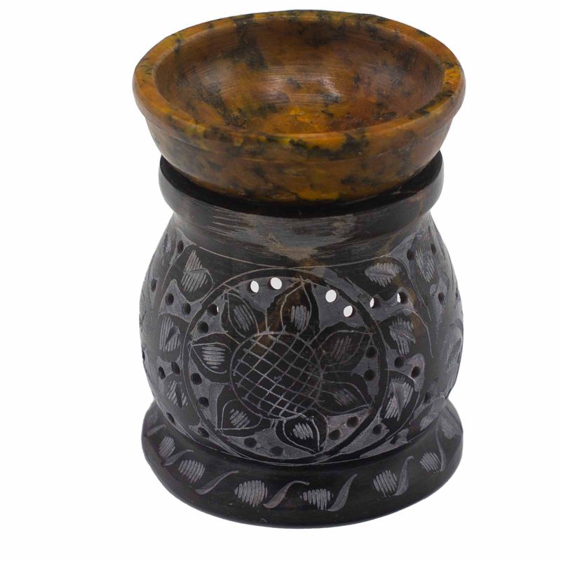 Aroma Svijećnjak 10cm- Mandala Cvijet - Crna i Žuta
