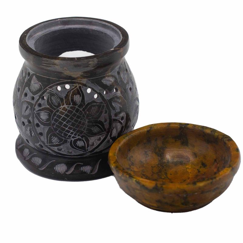 Aroma Svijećnjak 10cm- Mandala Cvijet - Crna i Žuta