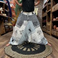 Hlače za Jogu i Festivale - Himalajski Print - Aladdin Stil - Siva