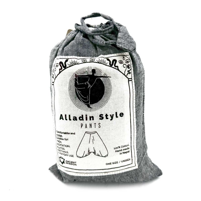 Hlače za Jogu i Festivale - Himalajski Print - Aladdin Stil - Siva