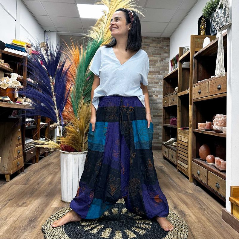 Hlače za Jogu i Festivale - Himalajski Print - Aladdin Stil - Ljubičasta