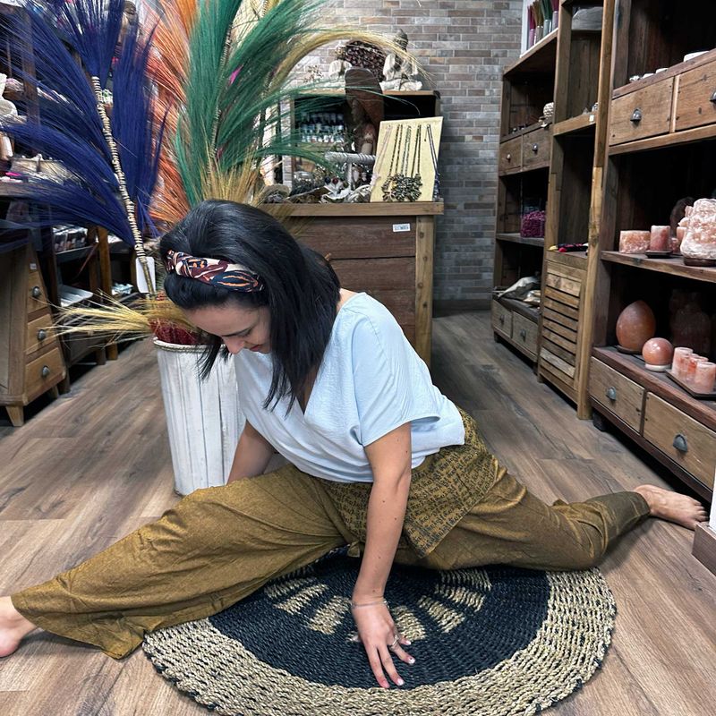Hlače za Jogu i Festivale - Mandala Mantra Tajlanskog Ribara - Zemljano Narančasta