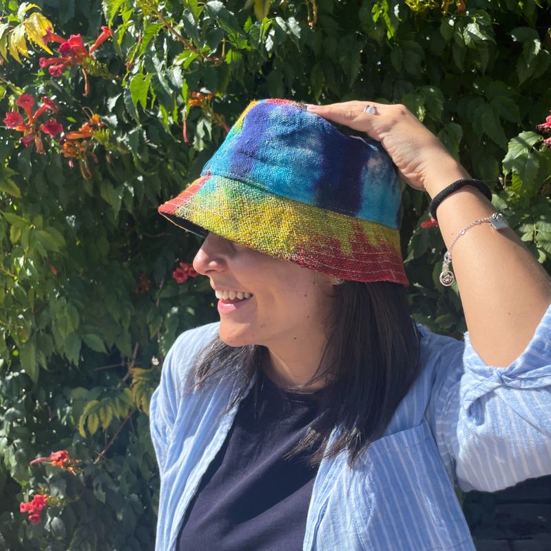 Zakrpan Boho Festivalni Šešir od Konoplje i Pamuka - Tie Dye