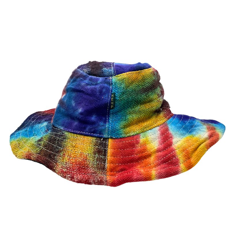 Zakrpan i Ožičen Boho Festivalni Šešir od Konoplje i Pamuka - Tie Dye