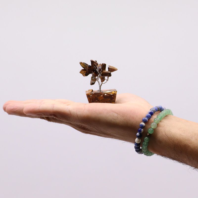 Mini Drvo Dragog Kamenja na Orgonskoj Podlozi - Tigrovo Oko (15 kam.)