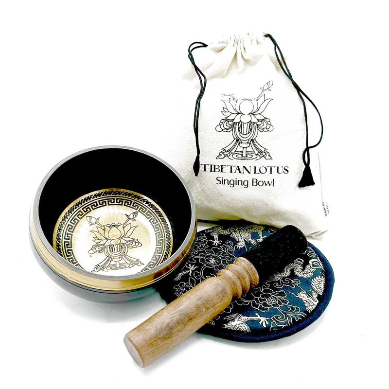 Set Ručno Kovana i Gravirana Zvučna Zdjela 14cm - Lotosov Cvijet