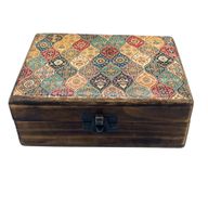 Srednja Drvena Kutija Obložena Keramikom - 15 x 10 x 6 cm - Orijentalna