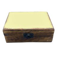 Srednja Drvena Kutija Obložena Keramikom - 15 x 10 x 6 cm - Žuta