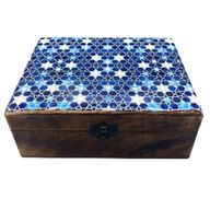 Velika Drvena Kutija Obložena Keramikom - 20 x 15 x 7.5 cm - Zvjezdice