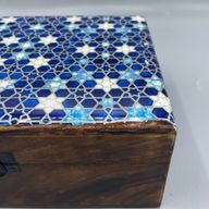Velika Drvena Kutija Obložena Keramikom - 20 x 15 x 7.5 cm - Zvjezdice