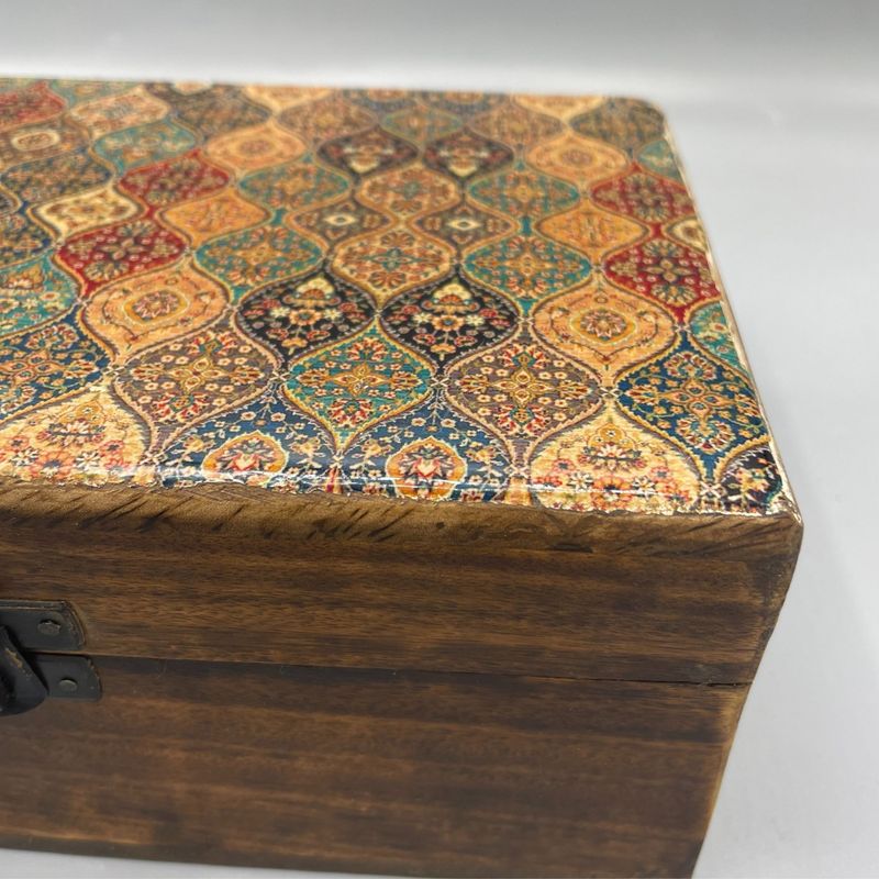 Velika Drvena Kutija Obložena Keramikom - 20 x 15 x 7.5 cm - Orijentalna