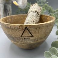 Drvena Obredna Zdjela za Kadilo - Četiri Elementa - 12x7 cm
