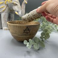 Drvena Obredna Zdjela za Kadilo - Četiri Elementa - 12x7 cm