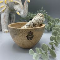Drvena Obredna Zdjela za Kadilo - Hamsa - 12x7 cm