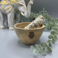 Drvena Obredna Zdjela za Kadilo - Hamsa - 12x7 cm