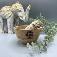 Drvena Obredna Zdjela za Kadilo - Drvo Života - 12x7 cm