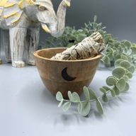 Drvena Obredna Zdjela za Kadilo - Tri Mjeseca - 12x7 cm