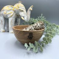 Drvena Obredna Zdjela za Kadilo - Hamsa - 14x7 cm