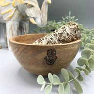 Drvena Obredna Zdjela za Kadilo - Hamsa - 14x7 cm