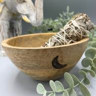 Drvena Obredna Zdjela za Kadilo - Tri Mjeseca - 14x7 cm