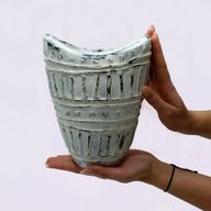 Vaza sa Širokim Grlom - Krem 22 cm