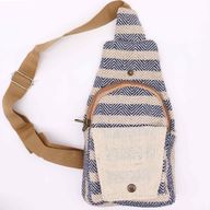 Torba Preko Ramena od Prirodnog Pamuka - Bež i Mornarskoplava
