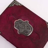 Crvena Bilježnica od Grube Kože - Cinkov Dekor Hamse - 200 st s Rubovima - 26x18 cm