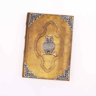 Kava Bilježnica od Grube Kože - Cinkov Dekor Sove - 200 st s Rubovima - 26 x 18 cm