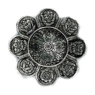 Tibetanski Simboli Stalak za Mirisne Štapiće od Poliranog Aluminija 12 cm