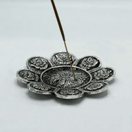 Tibetanski Simboli Stalak za Mirisne Štapiće od Poliranog Aluminija 12 cm