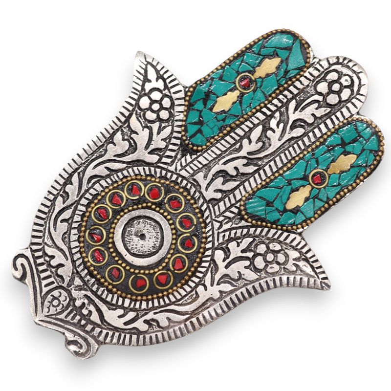 Zeleni Mali Hamsa Držač Mirisnih Štapića 13x5,5 cm