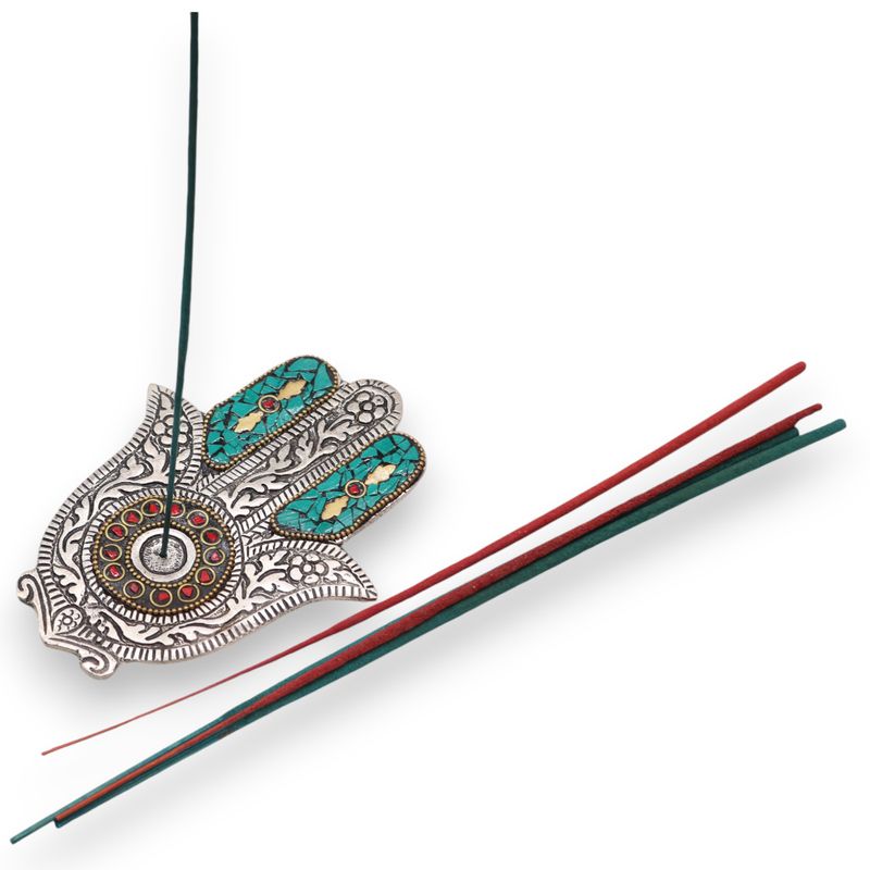 Zeleni Mali Hamsa Držač Mirisnih Štapića 13x5,5 cm